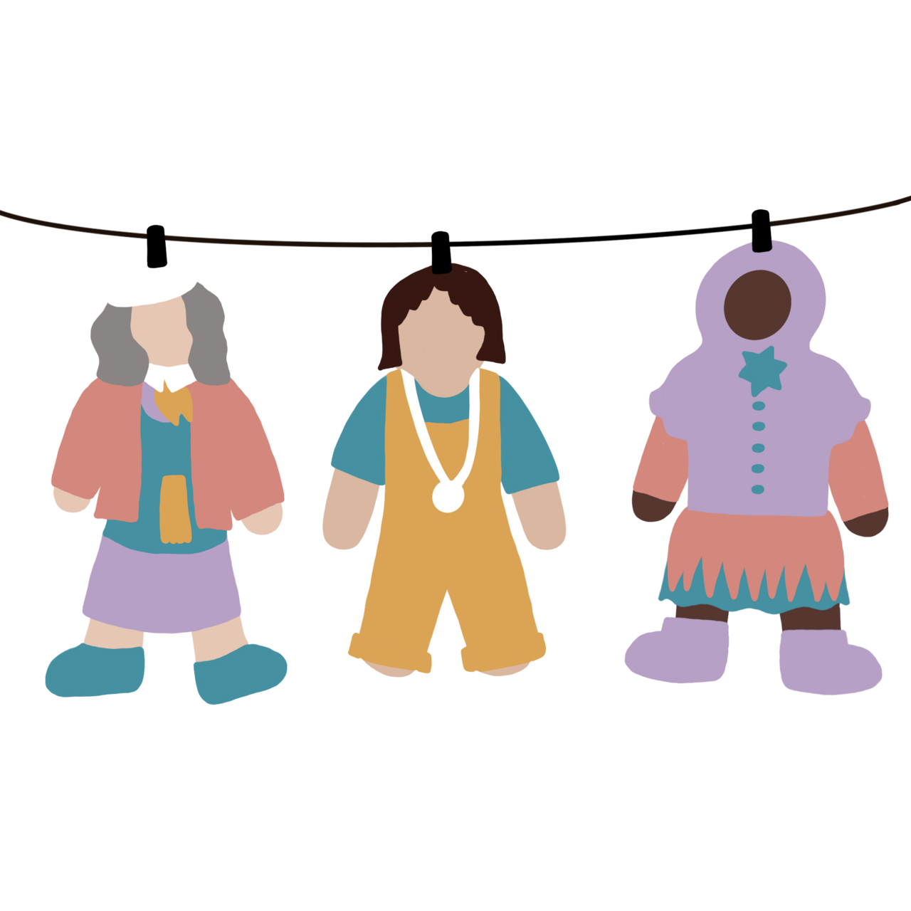 An illustration of some of the 'proud people' figures I make with young people