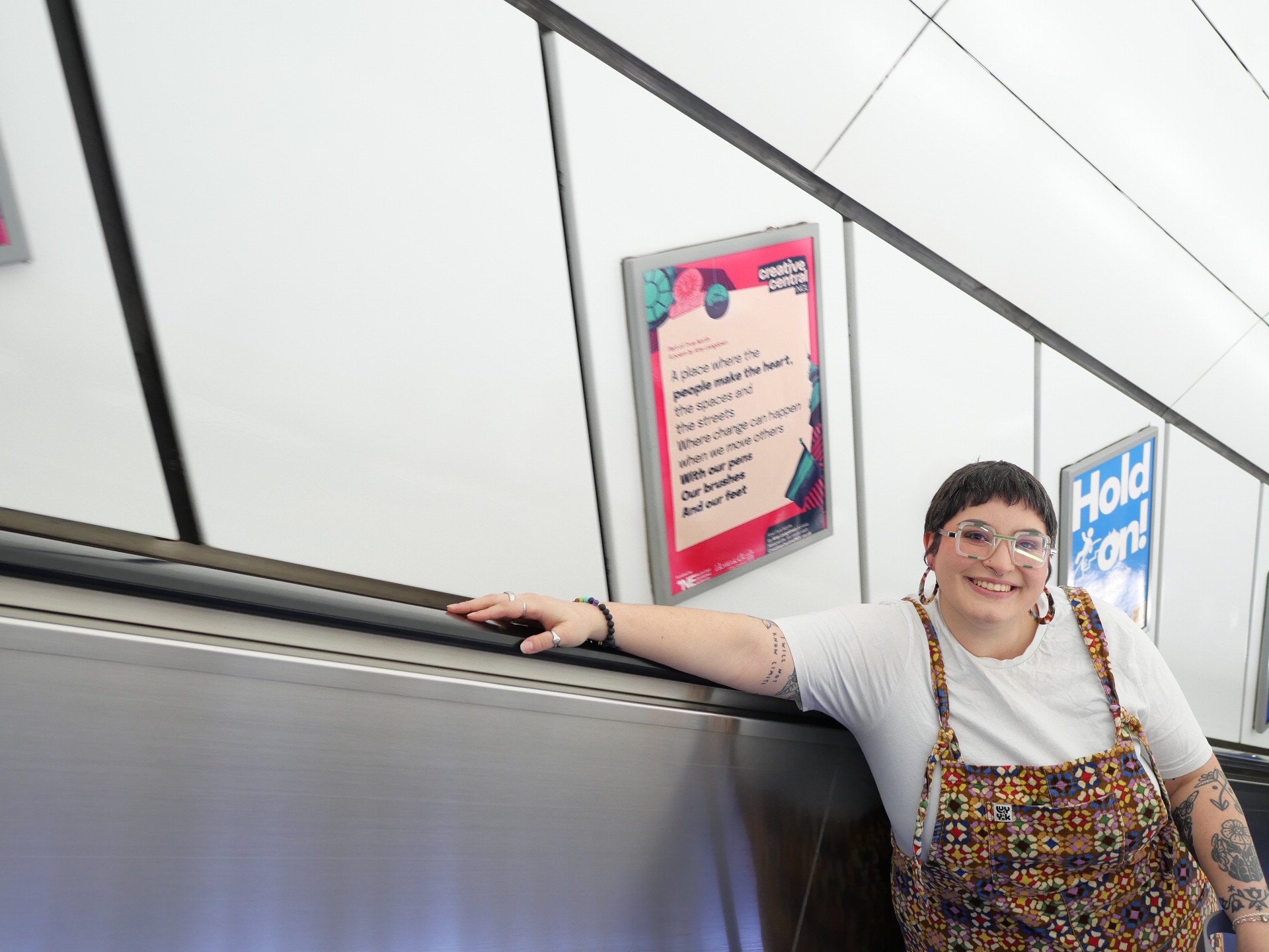 Amy next to the True North poem in Monument Metro station